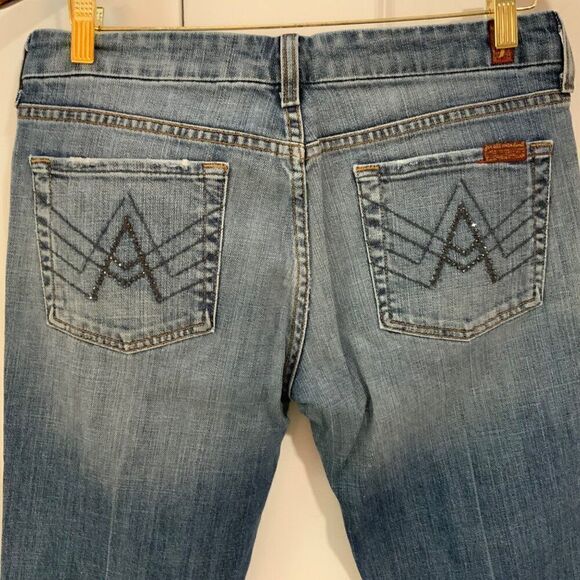 7 For All Mankind Sequined A Pocket Wide Leg Jeans Size 29 - Picture 8 of 12